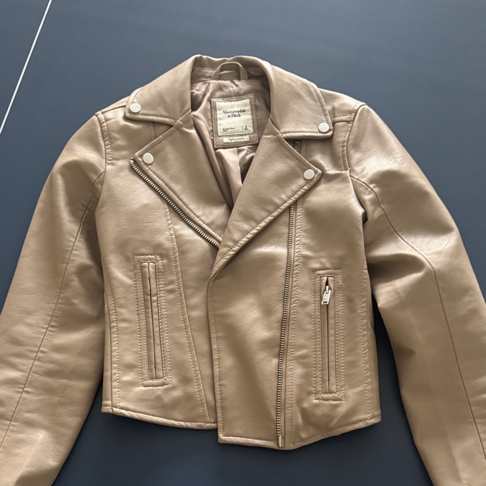 Abercrombie & Fitch Beige Vegan Leather Jacket